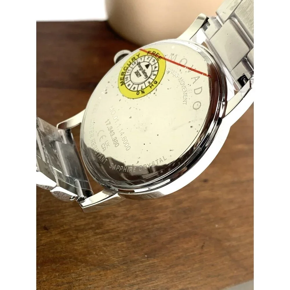 Movado Men's Watch 2100014 Museum Black Dial Swiss Quartz Silver Steel 38mm